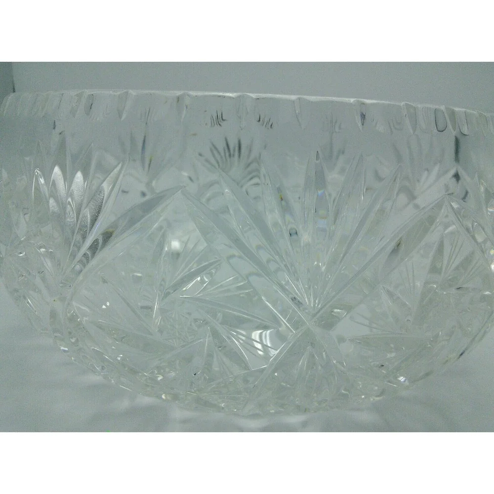 Irena 24% Lead Crystal Bowl & Matching Basket Easter Set With Stars & Palms 2 pc